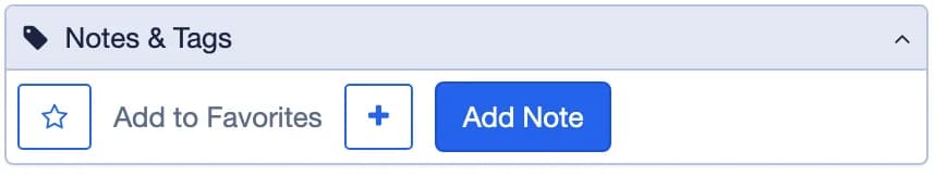 The extension's Notes & Tags panel: add a note, add tags and save the product to Favorites